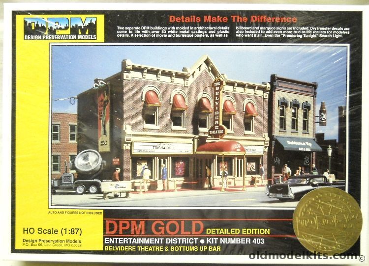 Design Preservation Models 1/87 Entertainment District Theater And Bar & Grill DPM Gold Detailed Edition - HO Scale, 40300 plastic model kit